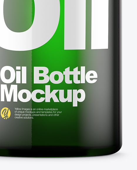 Green Glass Oil Bottle Mockup