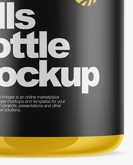 Glossy Pills Bottle With Shrink Sleeve Mockup