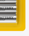 4 Pack Metallic Battery AA Mockup