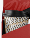 Matte Coffee Cup Holder W/ Kraft Cups Mockup - Front View