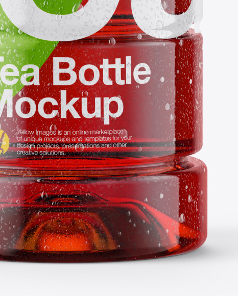 10oz Tea Bottle in Shrink Sleeve with Condensation Mockup - Front View