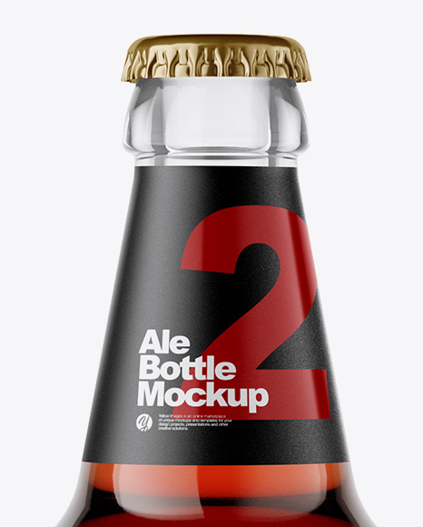 Clear Glass Bottle With Red Ale Mockup