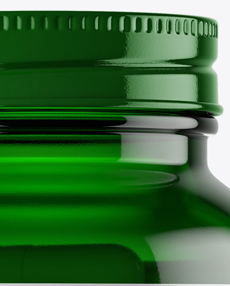 Green Glass Bottle With Pills Mockup