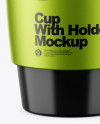 Glossy Cup with Metallized Holder Mockup