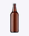 Amber Glass Bottle With Lager Beer Mockup