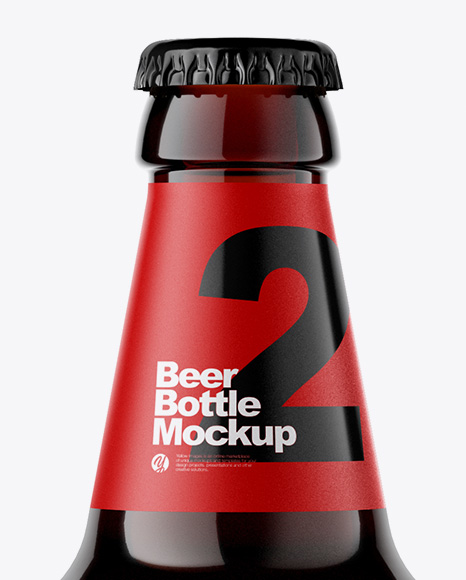 Amber Glass Bottle With Dark Beer Mockup