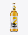 Clear Glass Bottle With Lager Beer Mockup