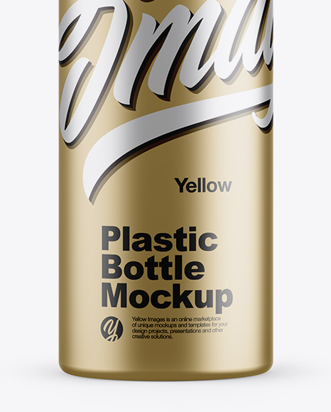 Metallic Plastic Bottle Mockup - Front View