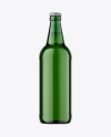 Green Glass Bottle With Lager Beer Mockup