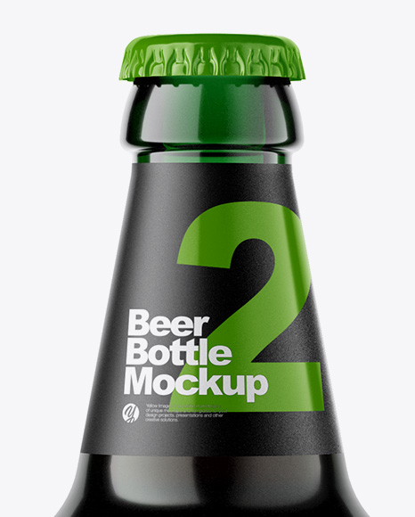 Green Glass Bottle With Dark Beer Mockup