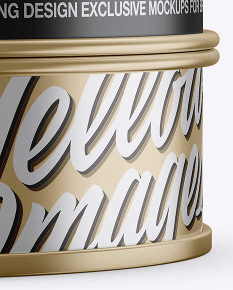 Metallic Round Tin Box Mockup - Front View