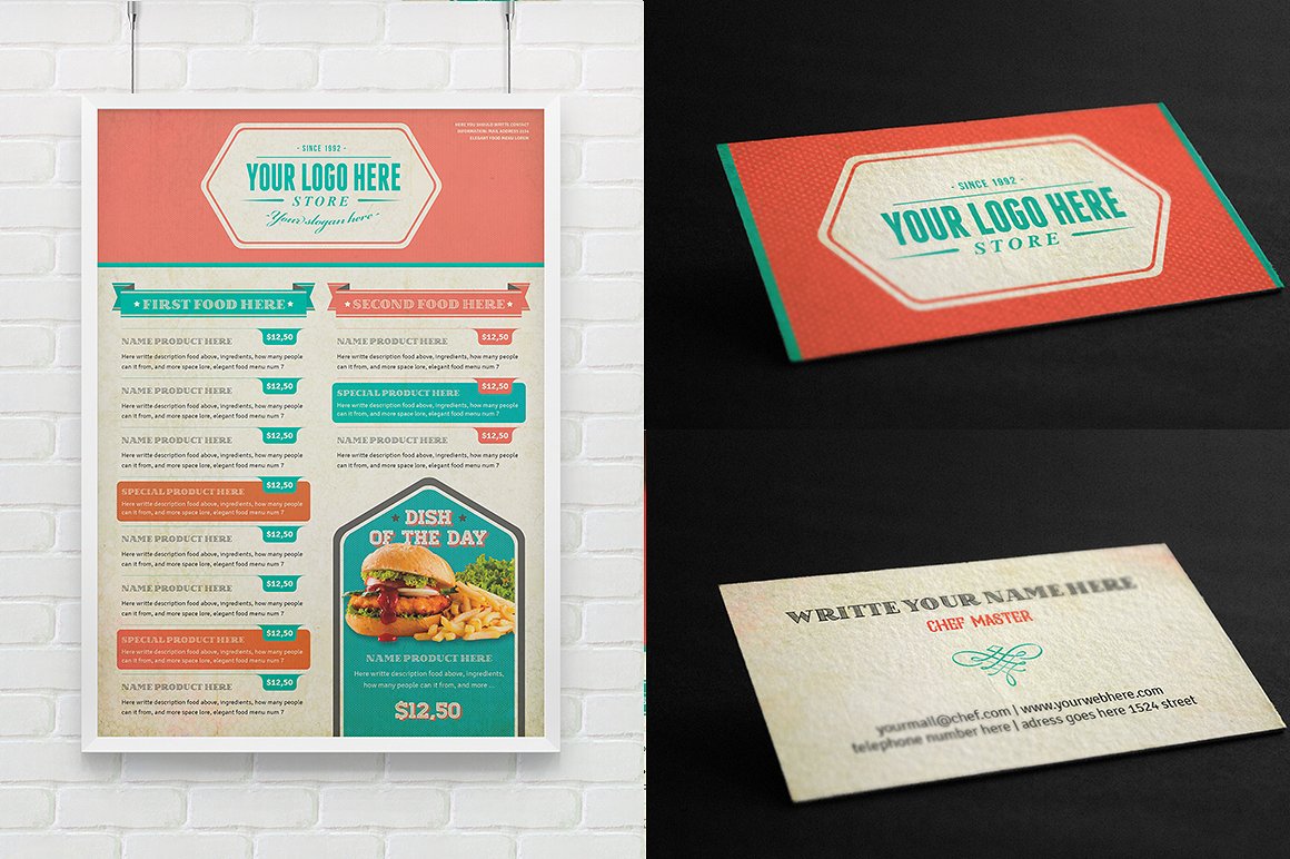 Vintage Food Menu Illustrator Template