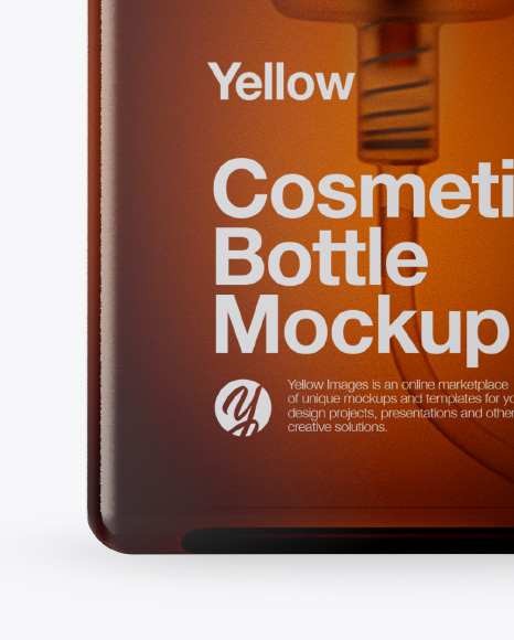 Amber Cosmetic Bottle Mockup - Front View