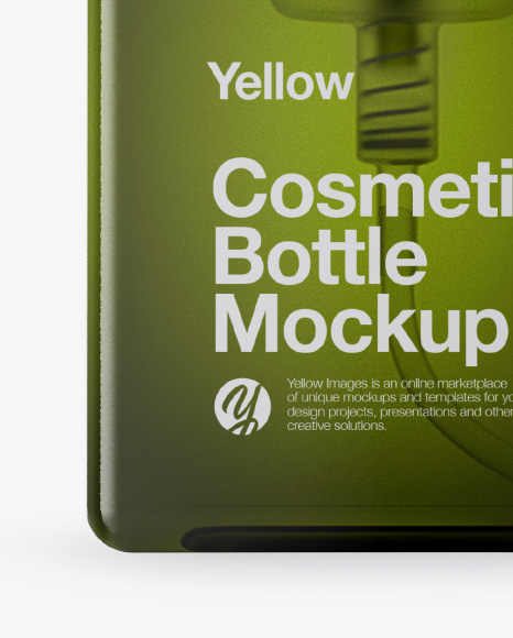 Green Cosmetic Bottle Mockup - Front View