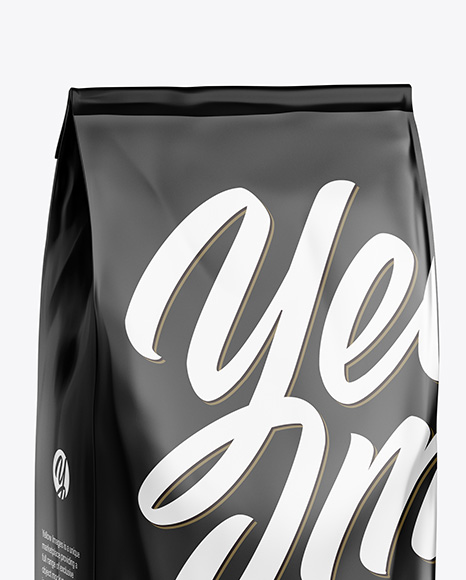 500g Glossy Coffee Bag Mockup - Half Side View