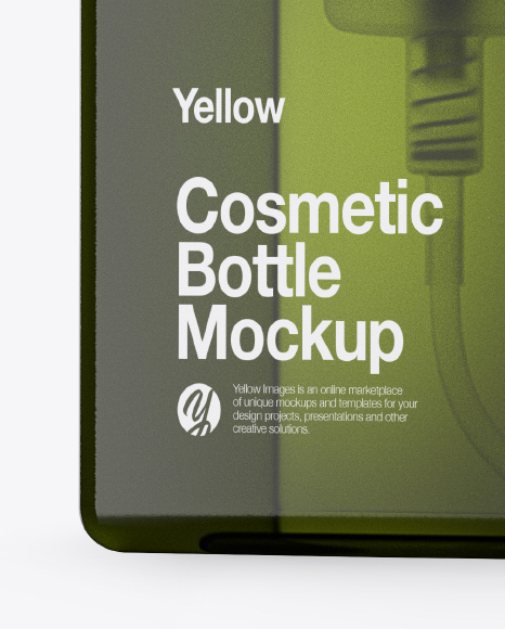 Green Cosmetic Bottle Mockup - Half Side View