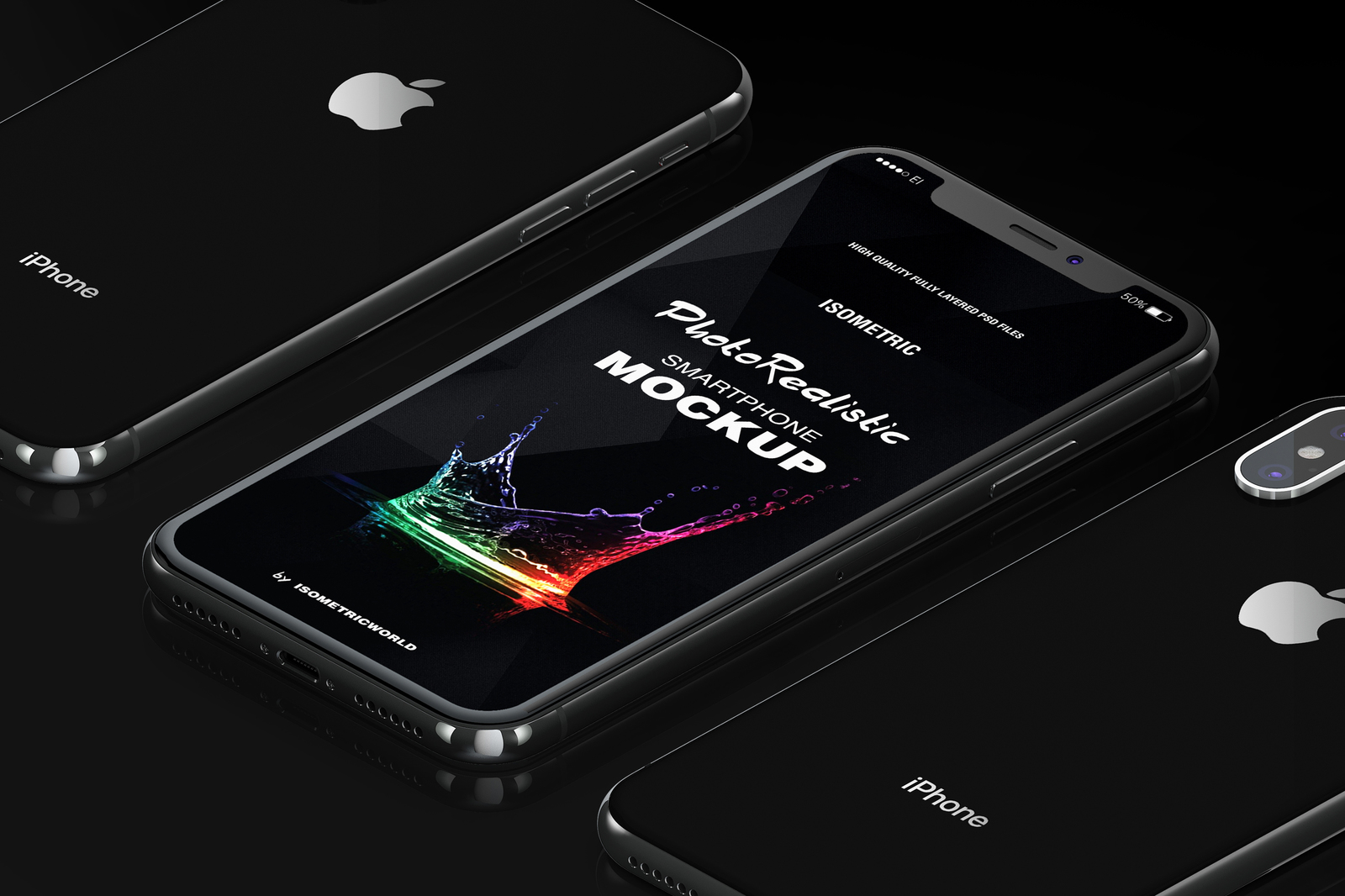 Isometric iPhone X Mock-up Isometric iPhone X Mock-up