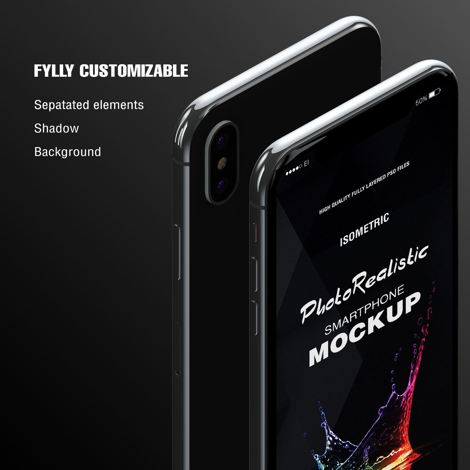 Isometric iPhone X Mock-up Isometric iPhone X Mock-up
