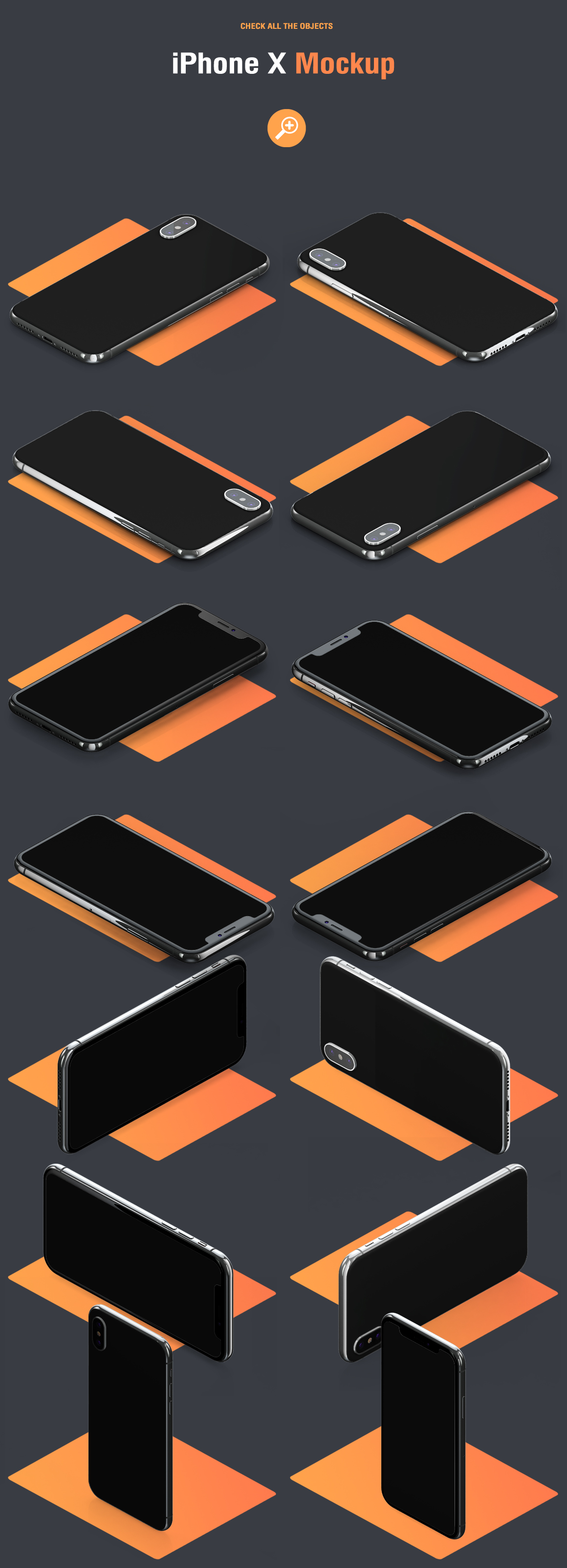 Isometric iPhone X Mock-up Isometric iPhone X Mock-up