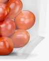 Glossy Transparent Stand-Up Pouch W/ Tomatos Mockup - Front View