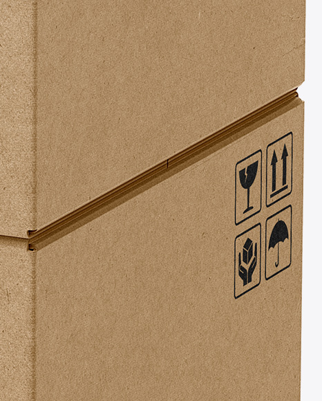 Two Kraft Boxes Mockup - Half Side View