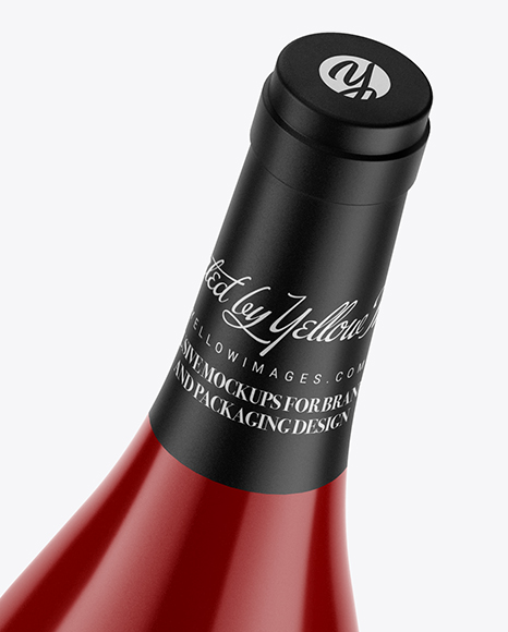 750ml Glossy Ceramic Wine Bottle Mockup