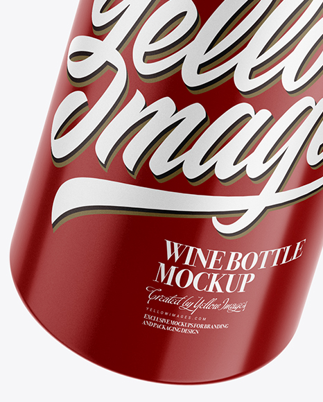 750ml Glossy Ceramic Wine Bottle Mockup