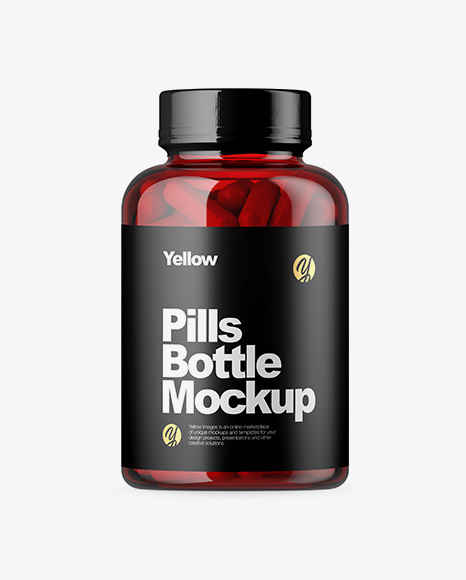 Red Plastic Pills Bottle Mockup