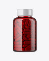 Red Plastic Pills Bottle Mockup