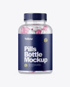 Clear Glass Pills Bottle Mockup