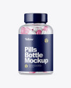 Clear Glass Pills Bottle Mockup