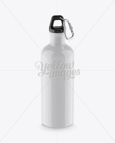 Glossy Water Bottle Mockup - Halfside View