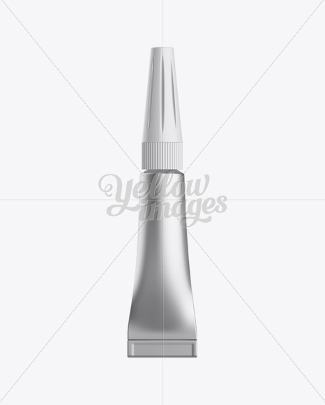 Metal Super Glue Tube Mockup - Front View