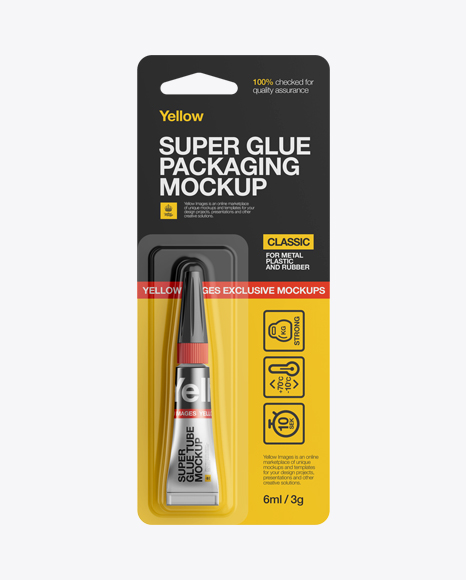 Super Glue Metal Tube Package Mockup - Front View - Mockup metal plate