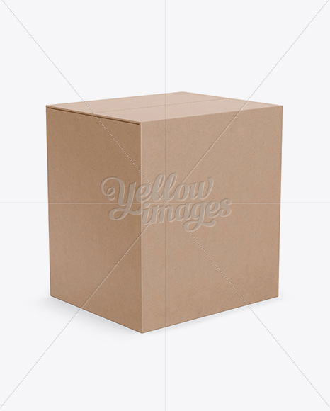 Kraft Paper Box Mockup - Half-Side View (High Angle Shot)