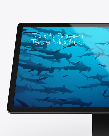 Glossy Touch Screen Display Table Mockup - Front View - Free Download