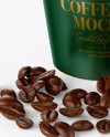 Matte Coffee Cup With Coffee Beans Mockup