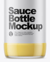 Clear Glass Bottle with Сheese Sauce Mockup