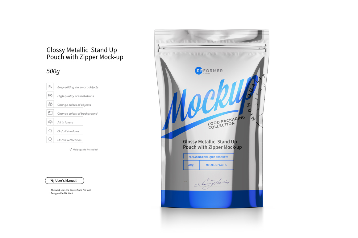 Stand Up Pouch with Zipper Mockup Set Stand Up Pouch with Zipper Mockup Set