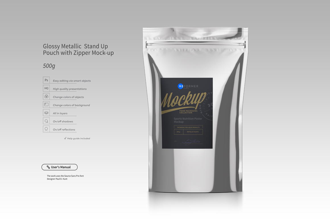 Stand Up Pouch with Zipper Mockup Set Stand Up Pouch with Zipper Mockup Set