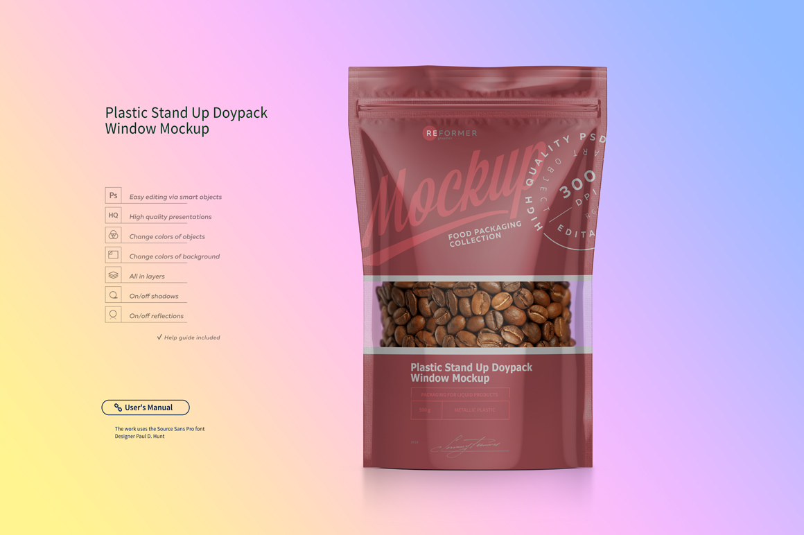Stand Up Pouch with Zipper Mockup Set Stand Up Pouch with Zipper Mockup Set