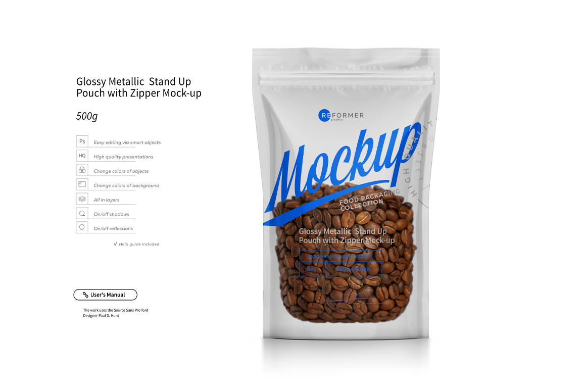 Stand Up Pouch with Zipper Mockup Set Stand Up Pouch with Zipper Mockup Set