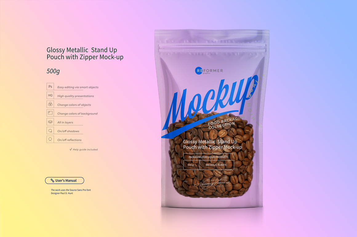 Stand Up Pouch with Zipper Mockup Set Stand Up Pouch with Zipper Mockup Set