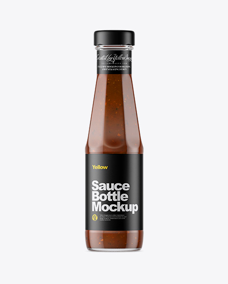 Clear Glass Bottle with BBQ Sauce Mockup - Free Download Images High ...