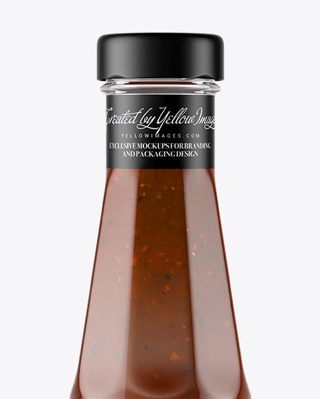 Clear Glass Bottle with BBQ Sauce Mockup