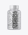 Clear Glass Bottle w/ Metallic Pills Mockup