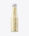 Clear Glass Bottle with Garlic Sauce Mockup