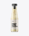 Clear Glass Bottle with Garlic Sauce Mockup