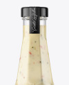 Clear Glass Bottle with Garlic Sauce Mockup