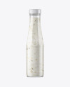 Clear Glass Bottle with Garlic Sauce Mockup